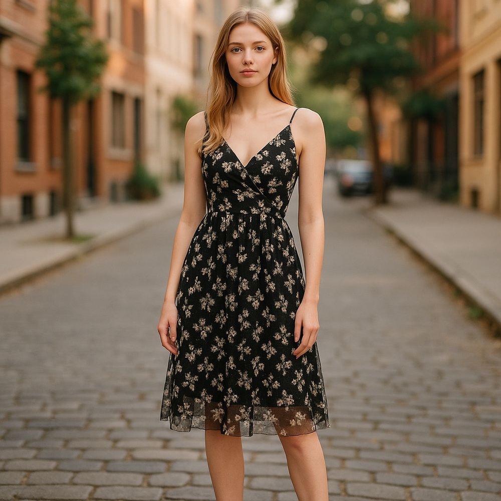 NWT cupcakes & cashmere Kaelyn Embroidered Dress SZ-10 Black Gold